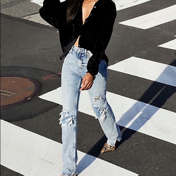 Free People Denim - Free People High Rise Distressed Jeans Size 26